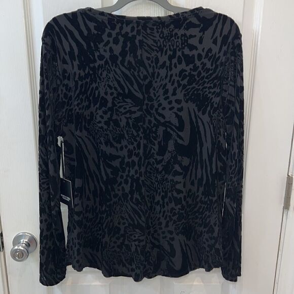 Simply Vera Sheer Black VeraWang Leopard Print Velvet Burnout Large- NWT - Picture 5 of 8